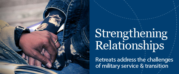 Strengthening Relationships: Retreats address the challenges of military service and transition. Close up of a couple's joined hands