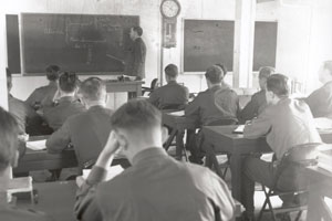 Recruits received classroom instruction and daily physical training at the Border Patrol Academy in the 1930s.  