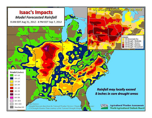 Isaac's Impacts: Model Forecasted Rainfall, August 31, 2012