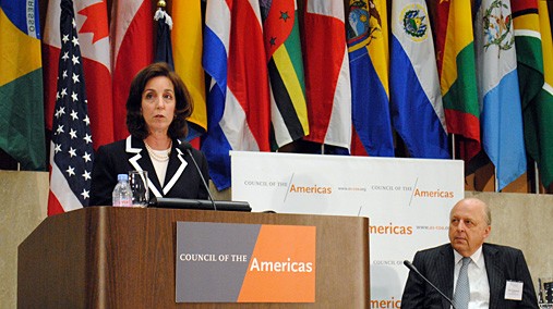 Assistant Secretary of State for Western Hemisphere Affairs Roberta Jacobson delivers remarks at the 42nd Conference on the Americas at the Department of State in Washington, D.C., May 8, 2012. [State Department photo/ Public Domain]
