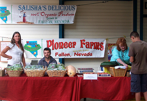 Fallon farmers at the All Nevada Grown farmers market in Fallon, NV.  The Nevada Department of Agriculture received a 2012 specialty crop block grants for a project with the Churchill Economic Development Association that will give small farmers access to tools and facilities they typically wouldn’t have on their own. Photo courtesy Fallon Farmers’ CollaborativeFallon farmers at the All Nevada Grown farmers market in Fallon, NV.  The Nevada Department of Agriculture received a 2012 specialty crop block grants for a project with the Churchill Economic Development Association that will give small farmers access to tools and facilities they typically wouldn’t have on their own. Photo courtesy Fallon Farmers’ Collaborative