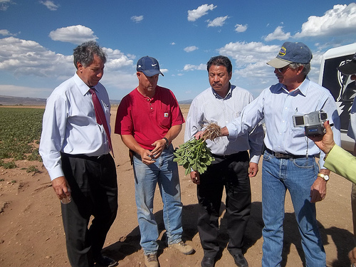Under Secretary Ed Avalos, Monte Smith, Colorado potato grower, Jose Luis Vitela Mijares, produce buyer, Soriana, Mexico and Commissioner John Salazar, Colorado Department of Agriculture.