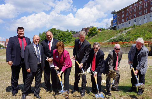 Acting USDA Rural Development Deputy Undersecretary Judith Canales (4th from left) and Rural Development State Director Thomas Williams (5th from left) broke ground recently with Mansfield University officials for Phase II of new student housing. Rural Development provided $35 million in Community Facilities loans toward the project which is slated for completion in fall 2013.
