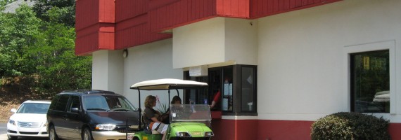 golf cart at drive thru