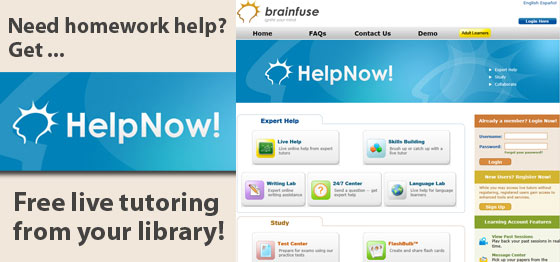 HelpNow! Free tutoring from your library