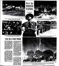 A weekend feature during World War II describes the role of the Border Patrol in the defense of the nation. (Chicago Tribune, January 3, 1943)  