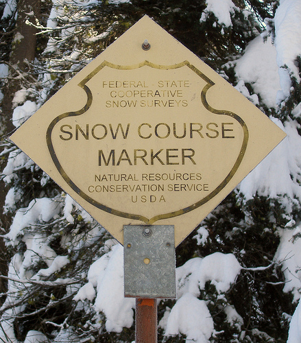 This sign is posted at all officials snow course sites.