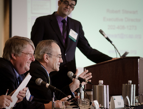 National Rural Water Association Deputy CEO Sam Wade (center) responds to a question, during the Rural Development session on “Why Every American Should Care About the Future of Rural Water,” at the 2012 Agricultural Outlook Forum, “Moving Agriculture Forward, Growing, Innovating and Celebrating 150 Years” held at the Crystal Gateway Marriott Hotel, Arlington, Virginia, on Friday, February 24, 2012. This year’s forum coincides with the 150th anniversary of the Department of Agriculture addressing economics, marketing, research, food safety, nutrition, conservation, rural development, alternative energy, trade and many other agricultural issues. USDA photo by Lance Cheung.