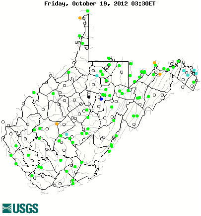 Current streamflow conditions in West Virginia; click to go to a live map.