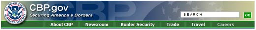 Image of the CBP.gov menu banner.