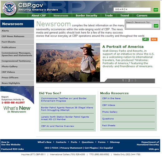 Image of Newsroom Section homepage.