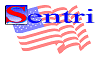 SENTRI logo with American flago, red, white, and blue