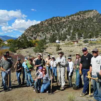 Photo: our trail crew at Ruby Mountain Campground for NPLD 2012! Thanks Andrew and Matt for leading our rag-tag crew!