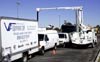 A CBP mobile X-ray machine clears all cars and trucks entering the Super Bowl venue.