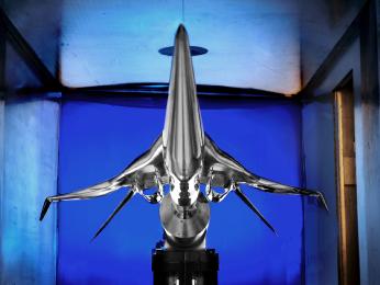 Earlier this fall, a subscale model of a potential future low-boom supersonic aircraft designed by The Boeing Company was installed for testing in the supersonic wind tunnel at NASA's Glenn Research Center in Cleveland. This model is a larger of two models used in the test.