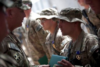 Odierno presents Purple Heart to Soldier in Afghan