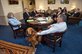 Defense Secretary Leon E. Panetta and Holly Petraeus, Consumer Financial Protection Bureau Office of Servicemember Affairs assistant director, meet in the secretary's office before briefing reporters at the Pentagon, Oct. 18, 2012. DOD photo by Glenn Fawcett