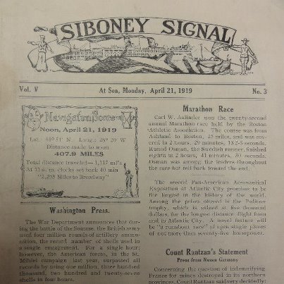 Photo: USS Siboney ship's newsletter from post-World War I.