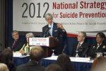Army Secretary John McHugh speaks during the National Strategy for Suicide Prevention Press Conference.
