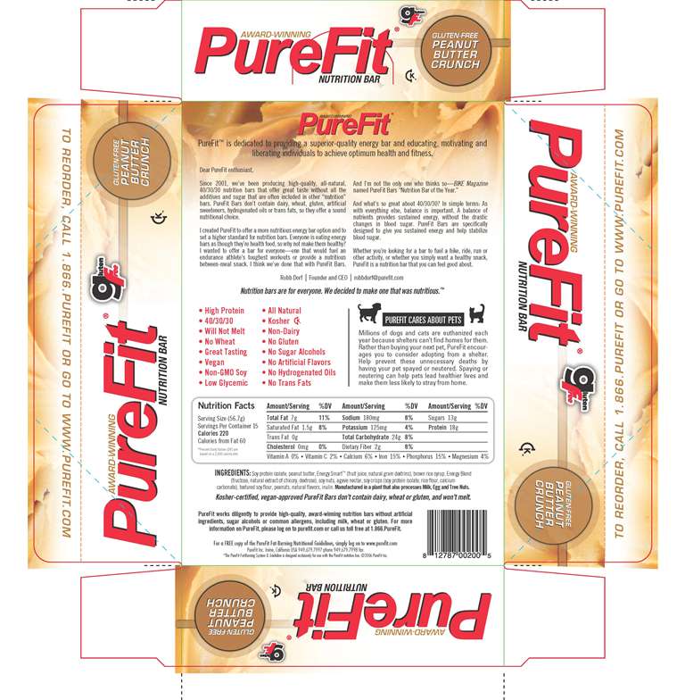 PureFit Peanut Butter Crunch Box Nutrition Label