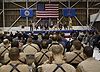 Key officials participate in a ribbon cutting for the Unmanned Aircraft Operations Center operations center in Grand Forks, N.D.