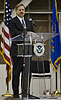 Governor John Hoveven of North Dakota speaks at the UAS dedication ceremony in Grand Forks, N.D.
