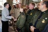 Homeland Security Secretary Janet Napolitano greets CBP employees.