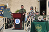 Border Patrol Chief David Aguilar presents special recognition to historian Brenda Tisdale for her work in the Border Patrol Museum.