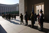 CBP Honor Guard awaits the start of this year's Wreath Laying Ceremony held in the court yard of the Ronald Reagan building in Washington, D.C.