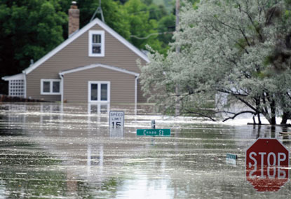 Souris River floodwater in Burlington, N.D.