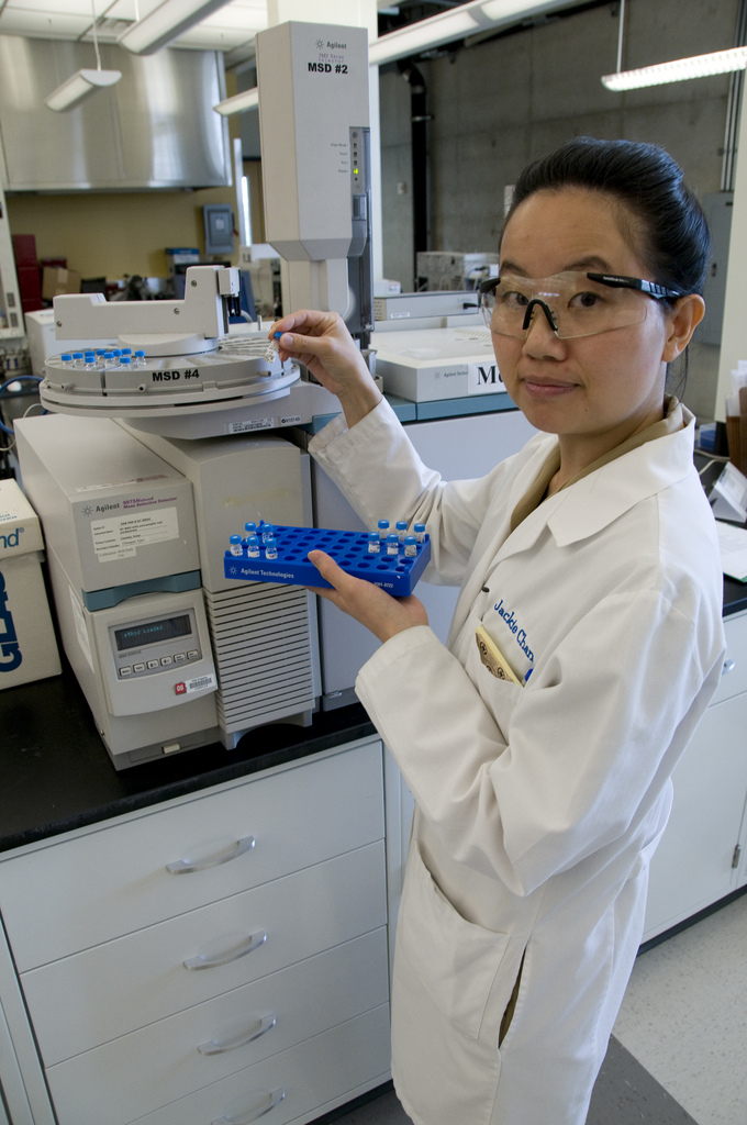 FDA chemist use gas chromatography to measure levels of melamine in food samples.