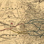 Map of the central portion of the United States showing the lines of the proposed Pacific railroads.