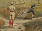 An old-time baseball game.