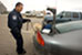 CBP K-9 officer runs a car selected for secondary exam.