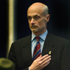 Homeland Security Secretary Michael Chertoff salutes fallen CBP officers at a ceremony in Washington D.C.