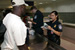 Upon arrival to the United States a CBP Officer interviews a passenger.
