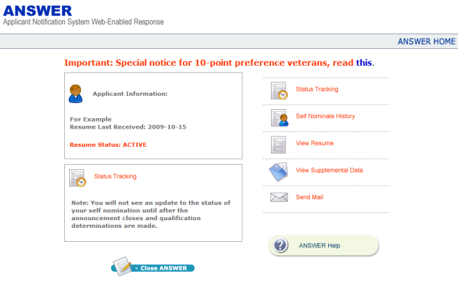 In the Army Resume Builder click on “Go to Answer” then “Status Tracking”<br />
