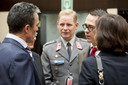 Left to right: NATO Secretary General Anders Fogh Rasmussen with Carl Haglund (Minister of Defence, Finland) and Karin Enstrom (Minister of Defence, Sweden