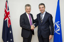 Left to right: Stephen Smith (Minister of Defence, Australia) shaking hands with NATO Secretary General Anders Fogh Rasmussen