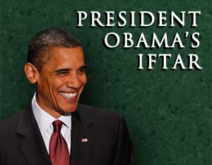 Smiling Obama with words 'President Obama's Iftar' (State Dept.)