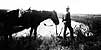 Patrol Inspector Albert Blakeway on horse patrol of border near Indio, Texas - 1942.