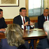 Secretary Tom Ridge meets with Community leaders to discuss the FAST program at the international airport in El Paso, TX.