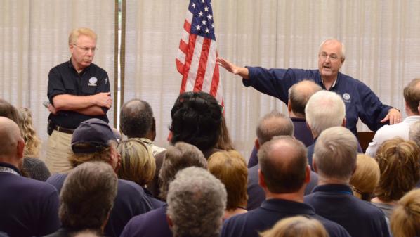 FEMA Administrator Craig Fugate addresses employees at the Joint Field Office in Birmingham. 