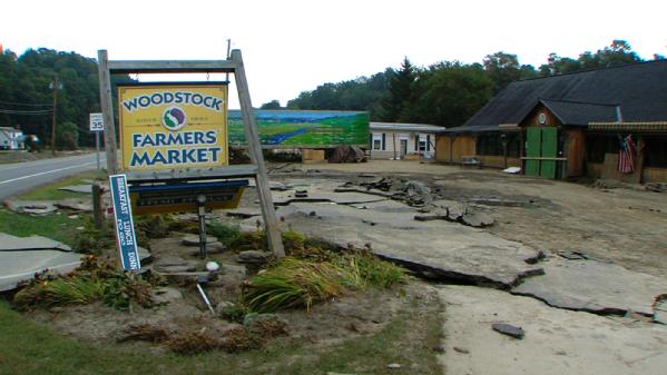 Woodstock, Vt., May 23, 2012 -- Damages sustained by Hurricane Irene to Woodstock's Farmers Market.