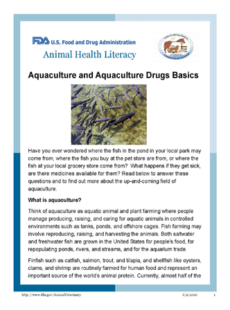 Cover of Animal Health Literacy Article on Aquaculture