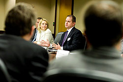 Ted Sherman, Target’s director of global trade services, right, and Stephanie Lester, vice president of the Retail Industry Leaders Association were among the many trade leaders who met with Commissioner Bersin.