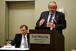 CBP Acting Deputy Commissioner Thomas S. Winkowski addresses the National Association of Foreign-Trade Zones as NAFTZ President Daniel Griswold listens.