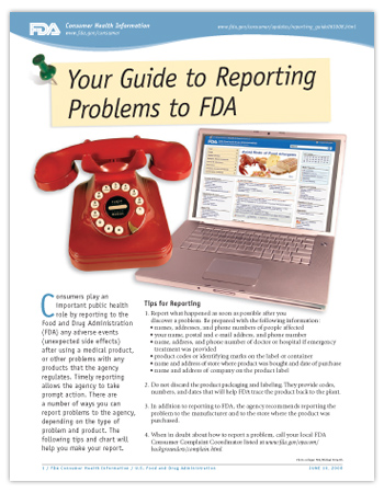 PDFCover Image - Your Guide to Reporting Problems to FDA. Click on the image to view the PDF