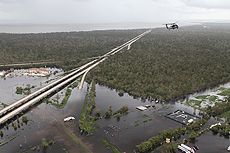 An Office of Air and Marine UH-60 Blackhawk helicopter conducts damage assessments over one of Hurricane Isaac’s hardest hit areas, LaPlace, La. 