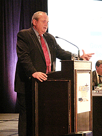 Acting CBP Deputy Commissioner Thomas Winkowski addresses the AirCargo 2012 conference. He shared the Air Cargo Advance Screening (ACAS) Strategy Plan with industry leaders who attended the annual conference.